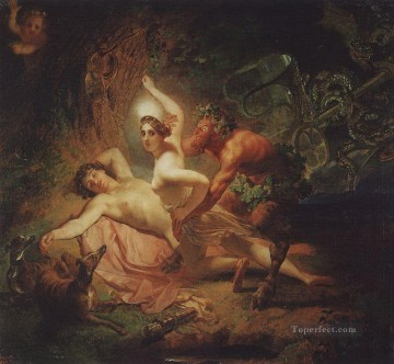 Russian Painting - diana endymion and satyr Karl Bryullov